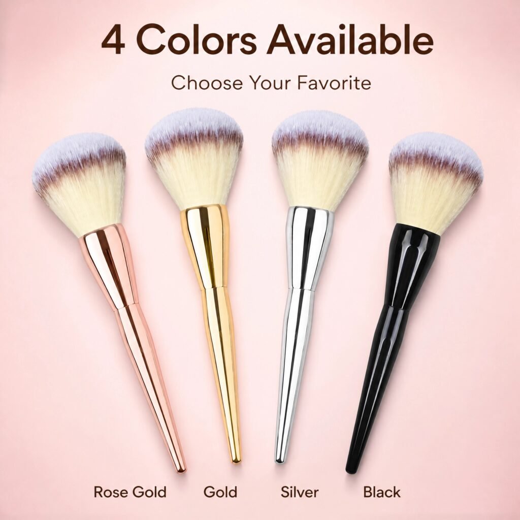 Large Powder & Blush Brush — Fluffy Soft Bristles for Flawless Setting, Blush & Finishing (4 Colors)