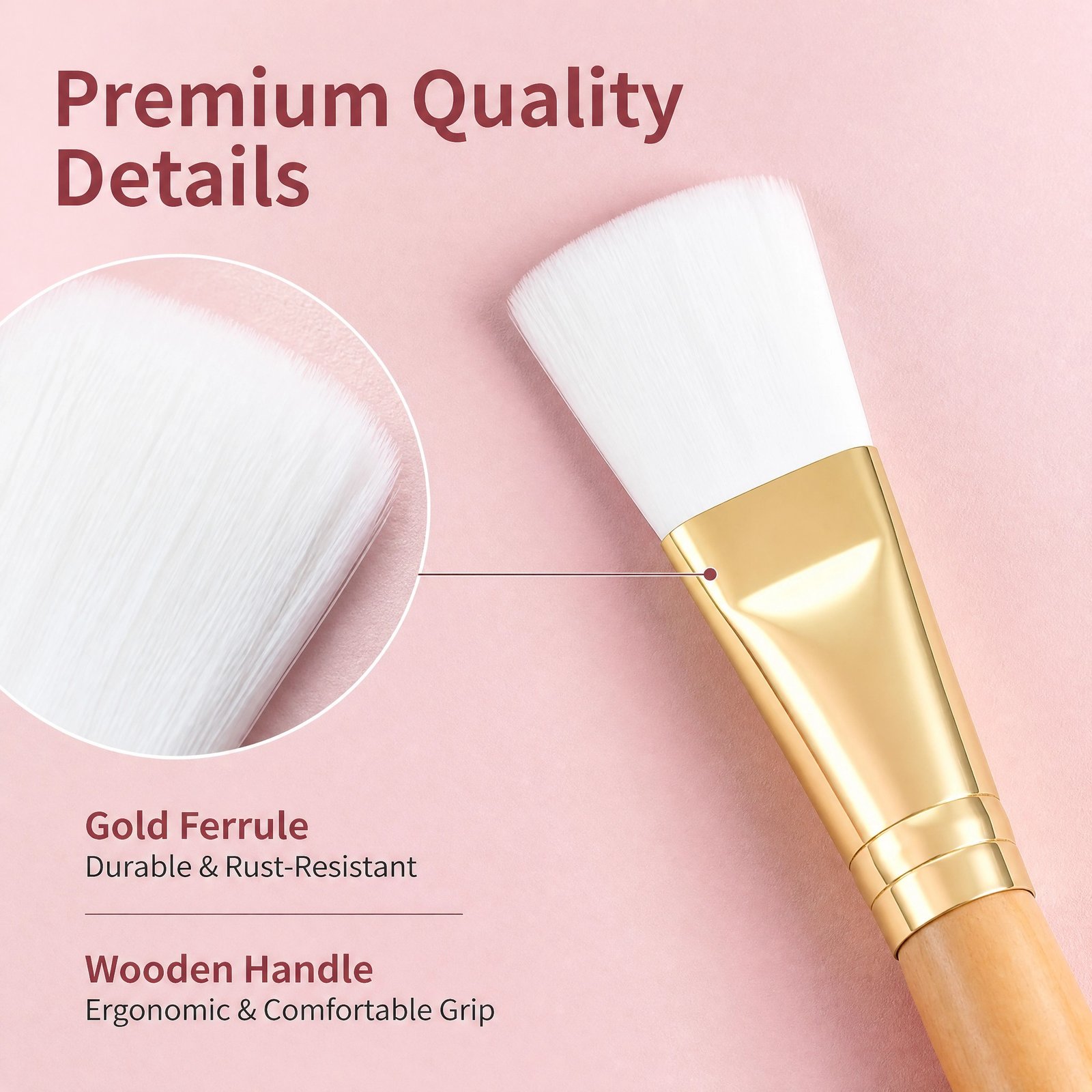Soft Bristle Facial Mask Brush Set 3pcs — Even Application, Ergonomic Wooden Handle, Easy Clean - Image 4