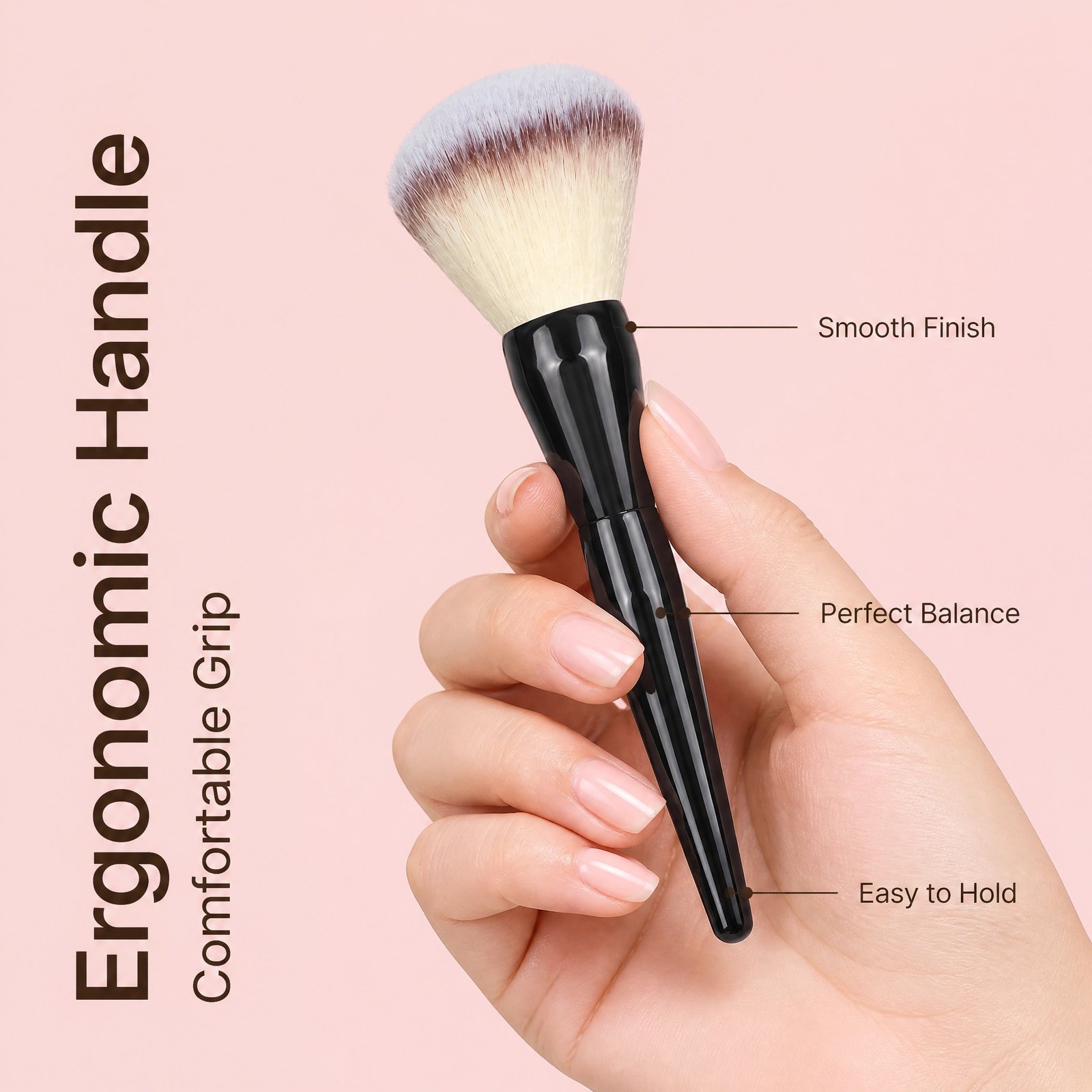 Large Powder & Blush Brush — Fluffy Soft Bristles for Flawless Setting, Blush & Finishing (4 Colors) - Image 4