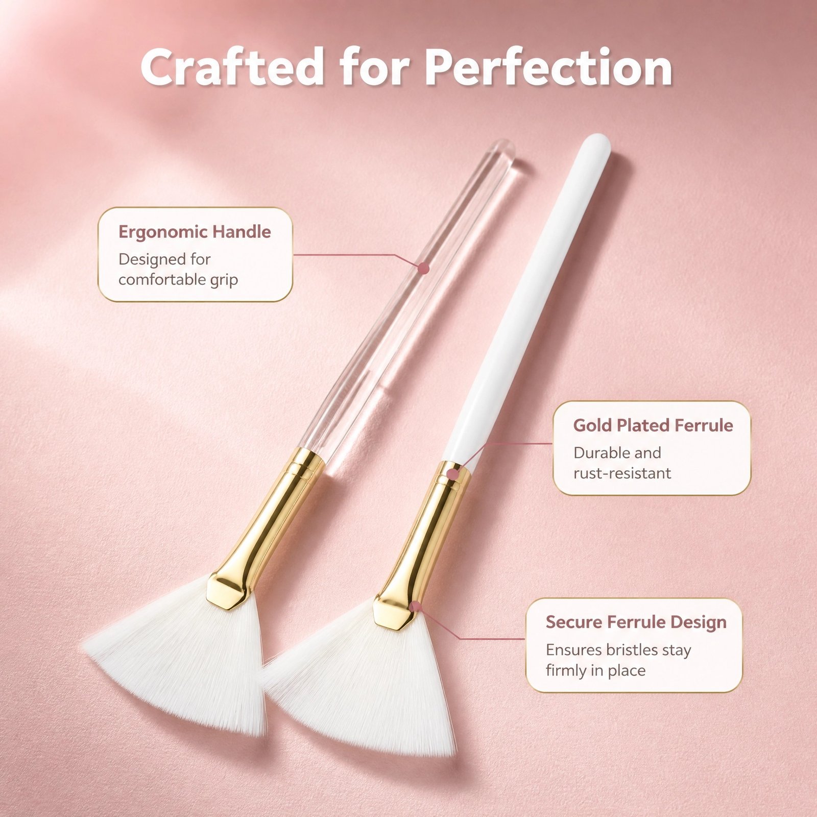 Fan Brush Set 6pcs — Soft Synthetic Bristles, Gold Ferrules, Multi-Color Handles for Versatile Application - Image 2