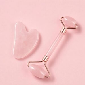 Rose Quartz Roller & Gua Sha Set — Natural Crystal Duo for Lifting, Firming & Puffiness Relief