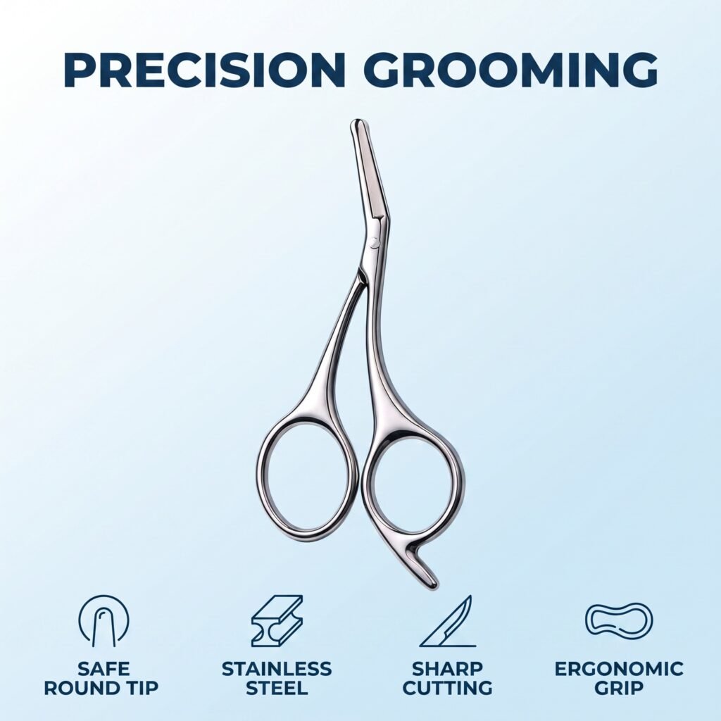 Round Tip Stainless Steel Nose Hair Scissors — Safety-Designed for Gentle, Precise Trimming