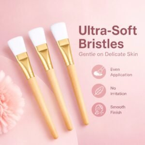 Soft Bristle Facial Mask Brush Set 3pcs — Even Application, Ergonomic Wooden Handle, Easy Clean