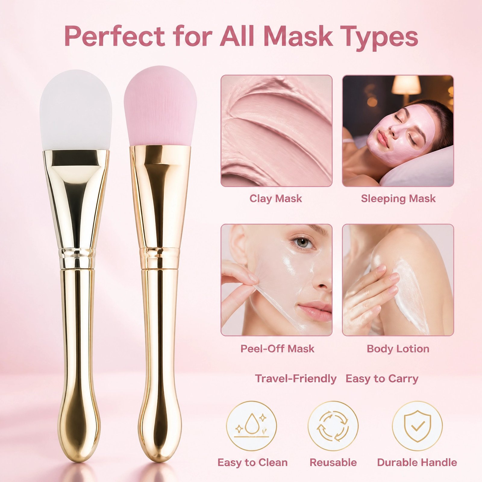 Dual-Ended Silicone Face Mask Brush — Silicone Spatula & Soft Bristle Brush for Mess-Free Application - Image 4