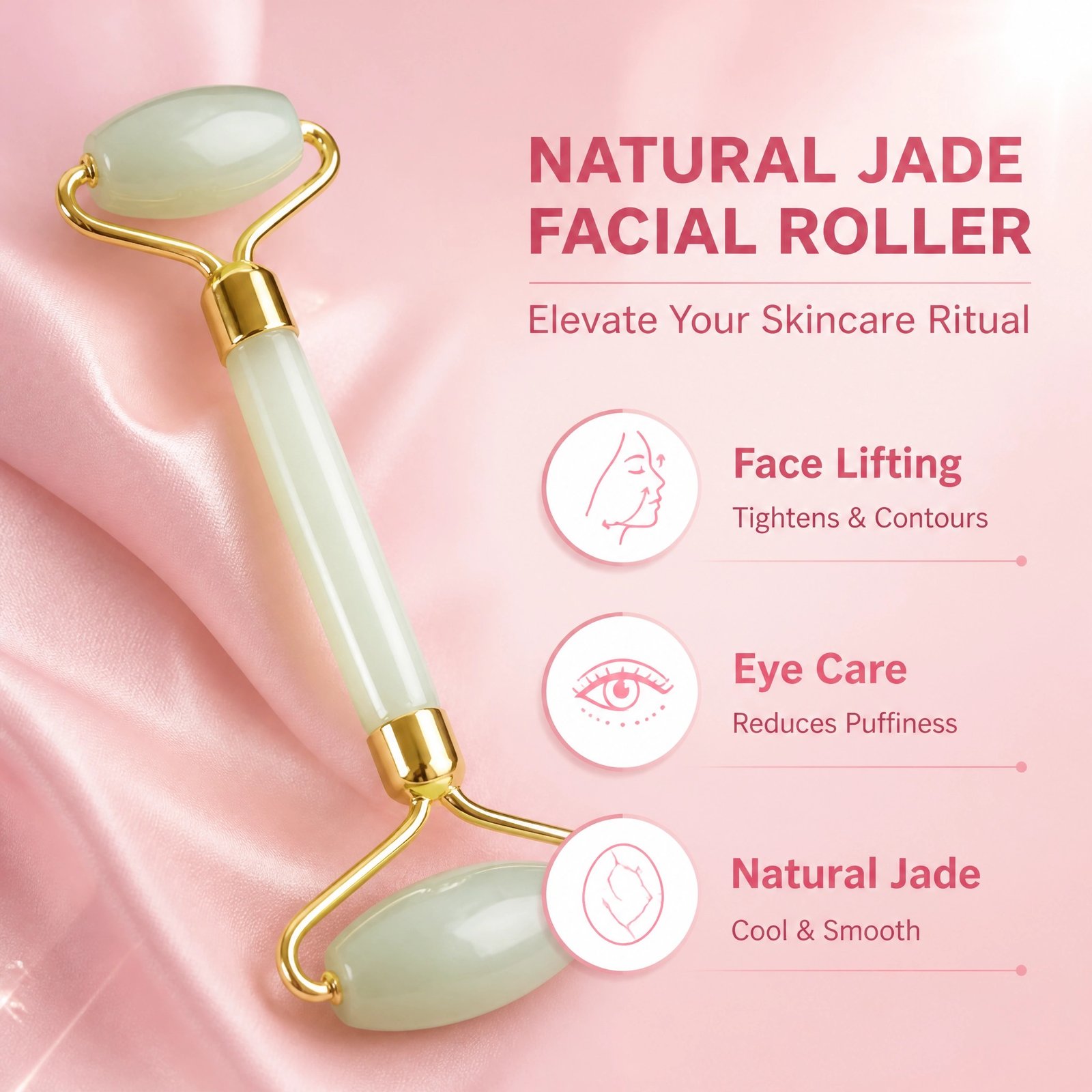 Natural Xiuyan Jade Facial Roller — Dual-Head Design for Lifting, Tightening & Soothing Massage - Image 2
