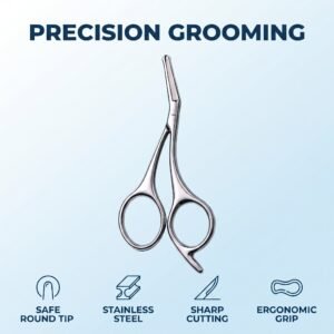 Round Tip Stainless Steel Nose Hair Scissors — Safety-Designed for Gentle, Precise Trimming