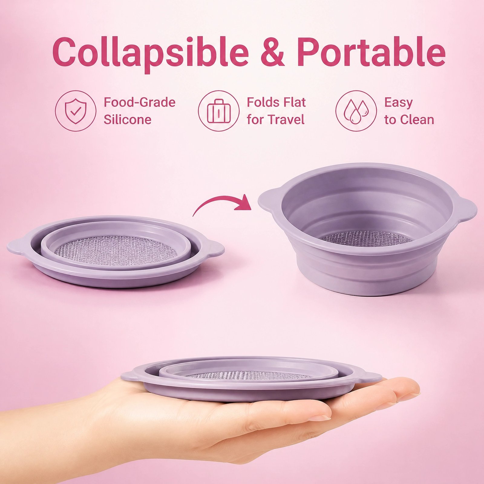 Makeup Brush & Sponge Cleaning Set — Silicone Foldable Bowl, Drying Rack & Gentle Cleanser - Image 2