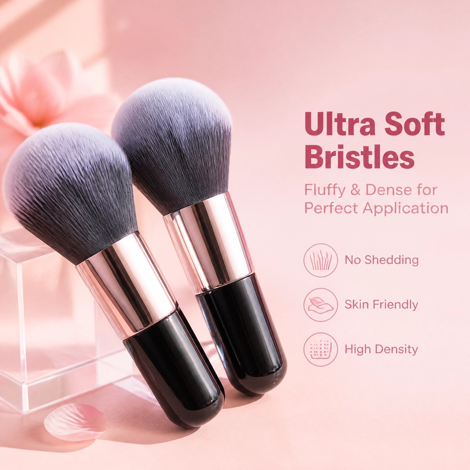 Large Powder Brush Set 2pcs — Fluffy, Soft & Portable for Flawless Setting & Finishing