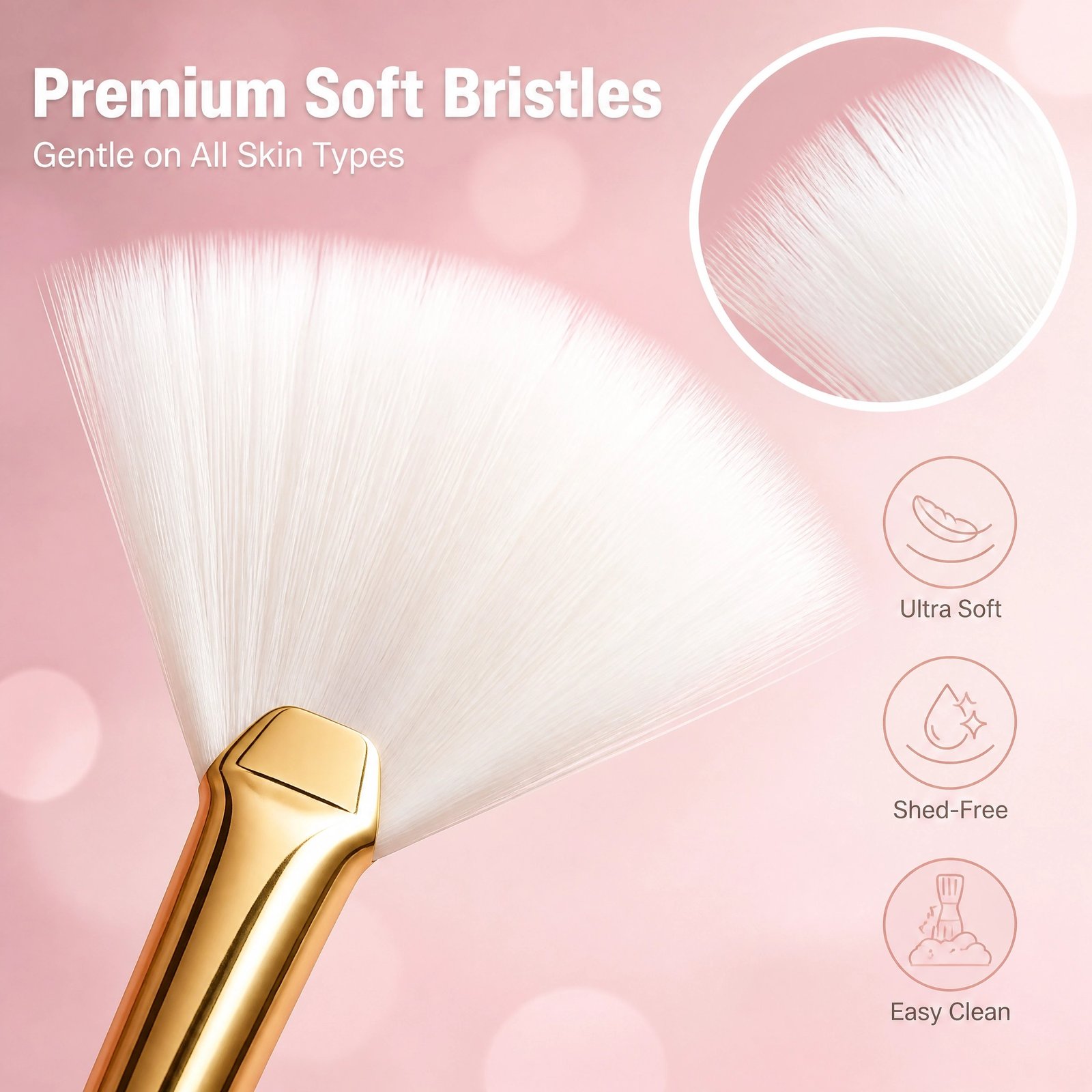 Fan Brush Set 6pcs — Soft Synthetic Bristles, Gold Ferrules, Multi-Color Handles for Versatile Application - Image 4