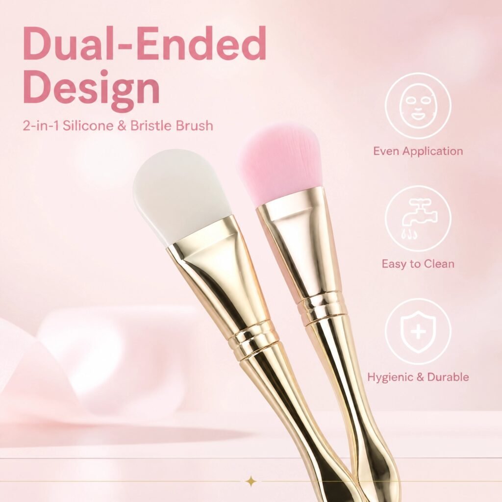Dual-Ended Silicone Face Mask Brush — Silicone Spatula & Soft Bristle Brush for Mess-Free Application