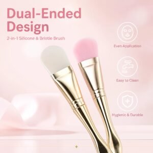 Dual-Ended Silicone Face Mask Brush — Silicone Spatula & Soft Bristle Brush for Mess-Free Application