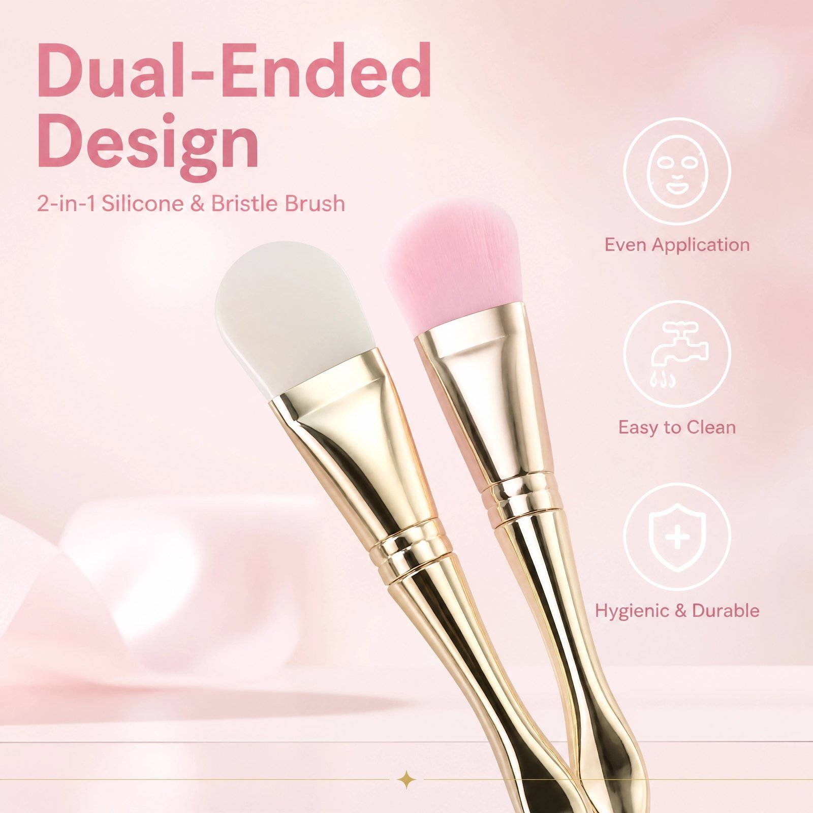 Dual-Ended Silicone Face Mask Brush — Silicone Spatula & Soft Bristle Brush for Mess-Free Application