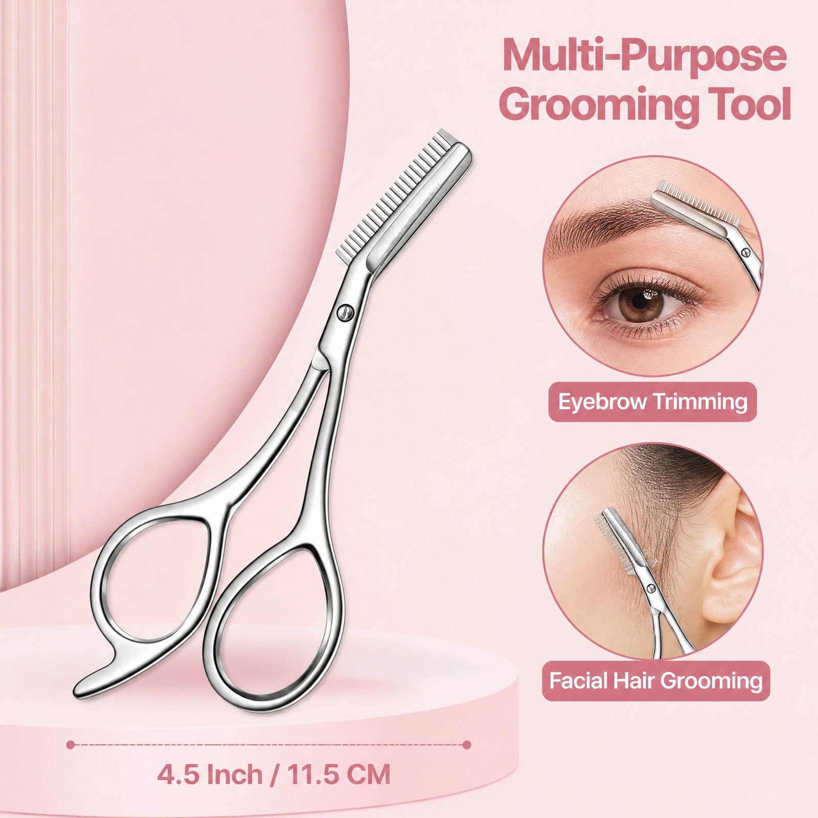 Eyebrow Trimming Scissors with Comb — Precision Blade & Fine Comb Teeth for Easy Brow Shaping - Image 4