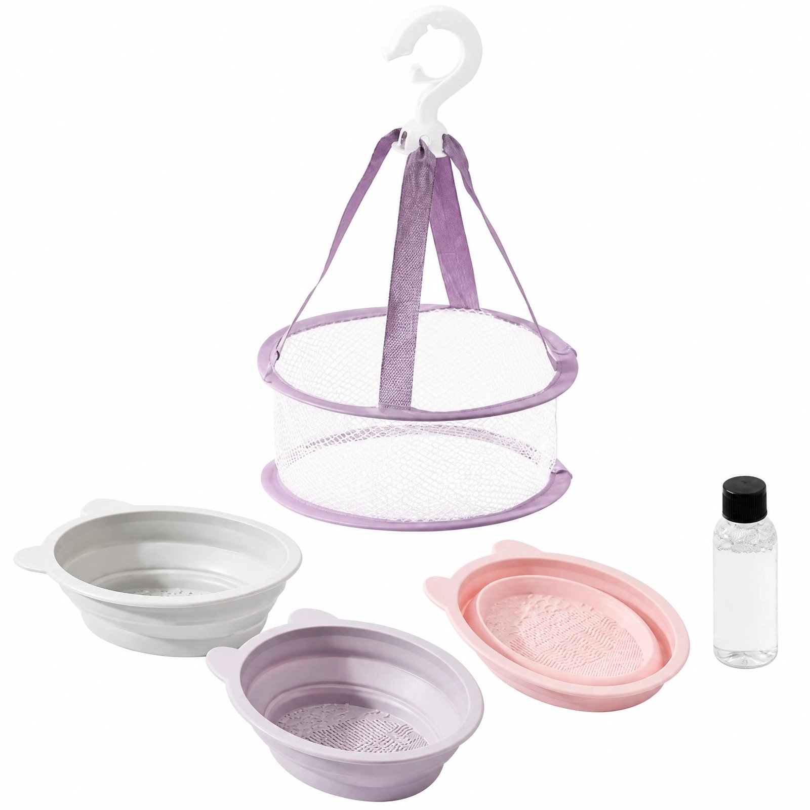 Makeup Brush & Sponge Cleaning Set — Silicone Foldable Bowl, Drying Rack & Gentle Cleanser - Image 3