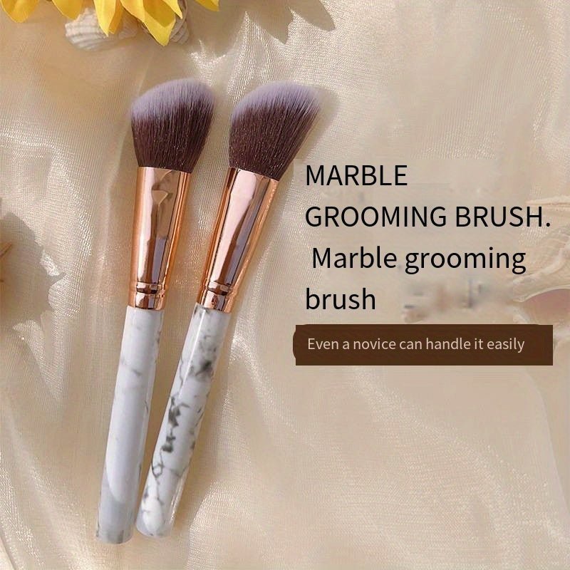 Marble Pattern Makeup Brush - Soft Fiber Bristles, Beveled Blush & Contour Brush - Image 3