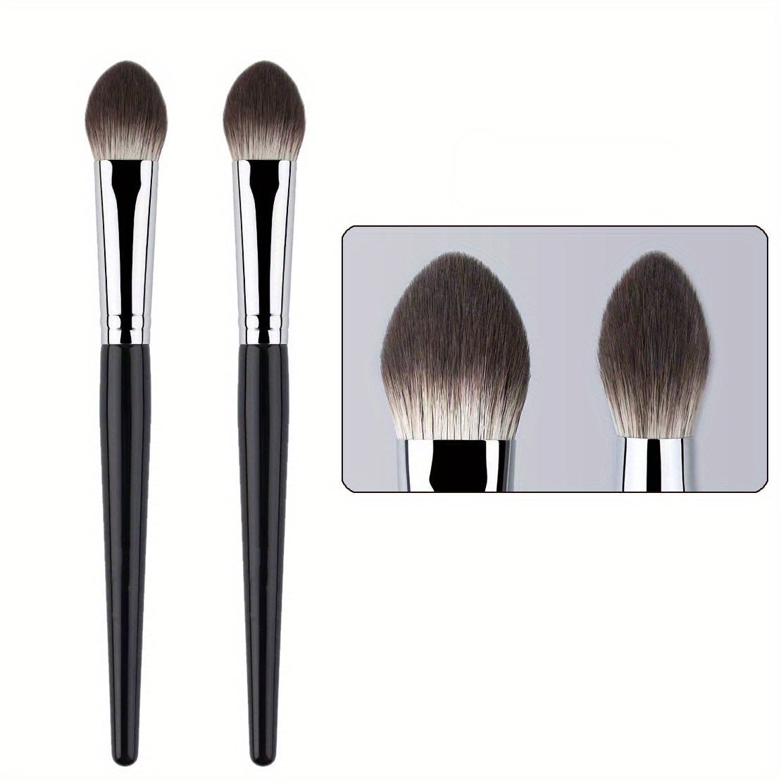 Peach Heart Blush & Powder Brush Set - Hypoallergenic Nylon Bristles, Wooden Handle, Perfect For All Skin Types - Choose 1 Or 3 Pcs - Image 2