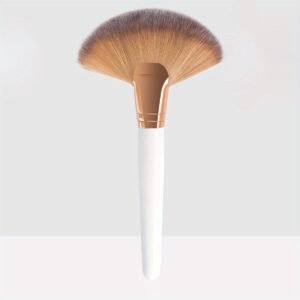 Luxurious Fan-Shaped Powder Brush — Soft Nylon Bristles with Golden Accents for Seamless Setting