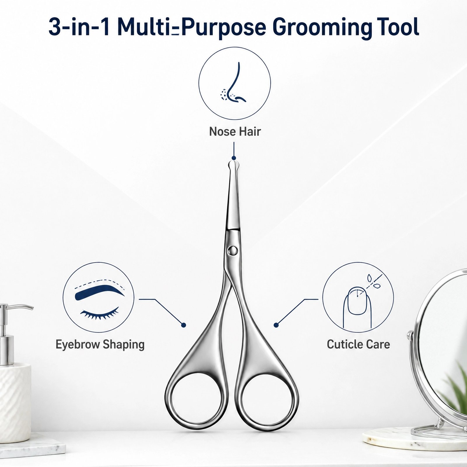 Stainless Steel Round Tip Grooming Scissors — Safety-Designed for Nose Hair, Eyebrows & Cuticle Trimming - Image 6